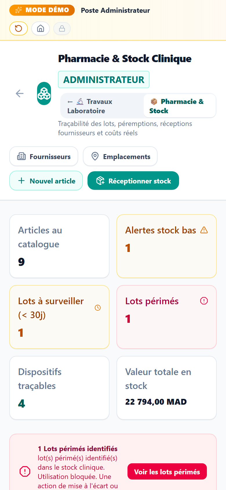 Pharmacie et stock sur téléphone : alertes de stock et lots périmés