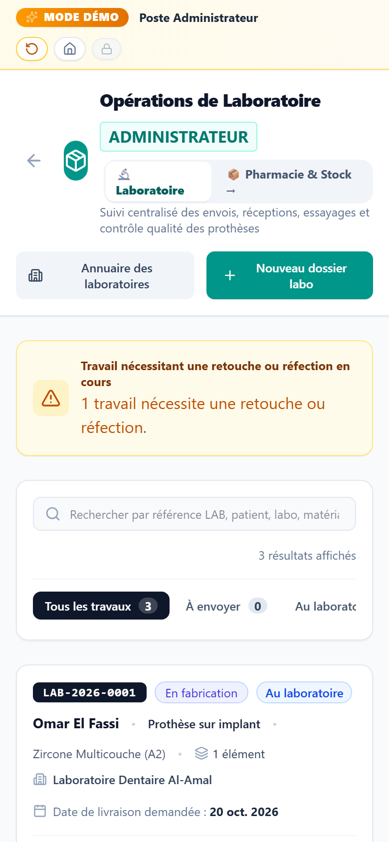Travaux de laboratoire sur téléphone : un travail avec son statut